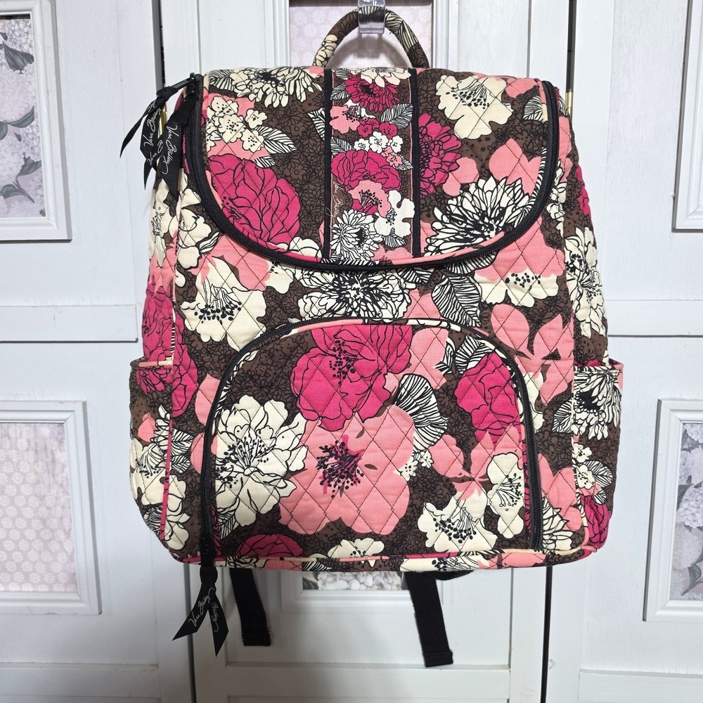 Vera‎ Bradley Double Zip Backpack in RETIRED Mocha Rouge Pattern NWT